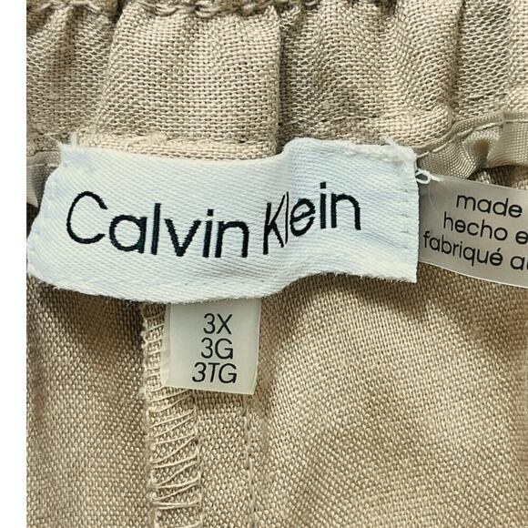 Calvin Klein Woven Tapered Cropped Pants Khaki Linen Blend Womens Plus 3X NWT‎ - Picture 5 of 6